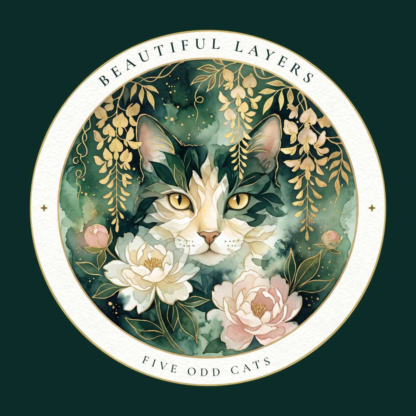 Logo Logo von Beautiful Layers mit Katze und Pfingstrosen